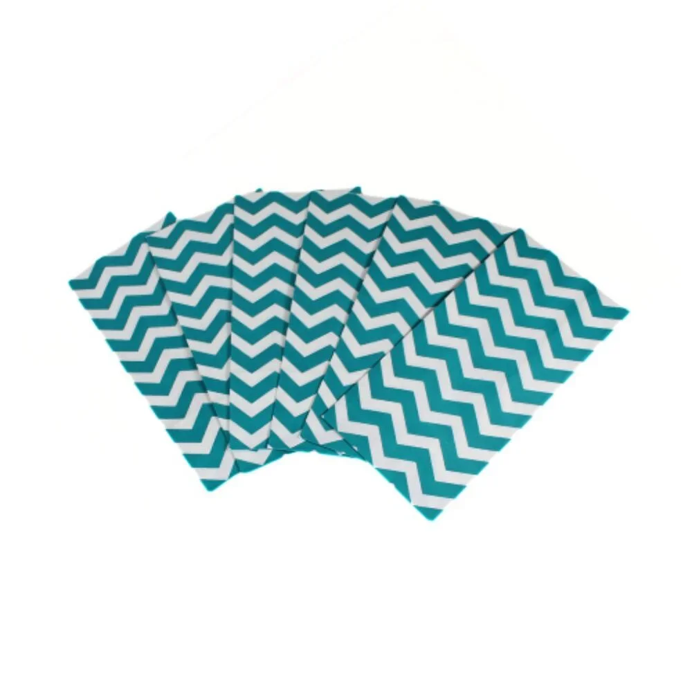 Y2K Teal & White Chevron Paper Gift Bags Set of 6 Crafts Scrapbooking